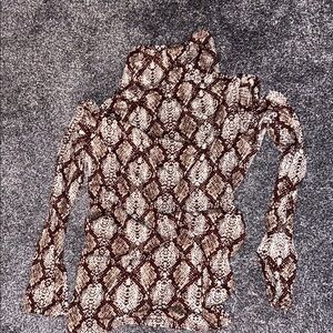 Snakeskin Pattern Turtleneck Sweater